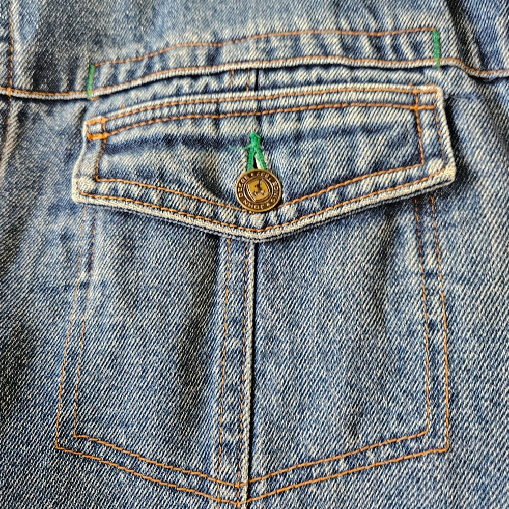 Vintage John Deere Denim Jacket‎ Sherpa Collar Mens L Button Front Trucker - Picture 3 of 11
